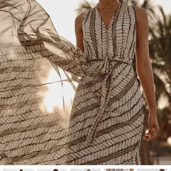 new WHITE HOUSE BLACK MARKET block chevron print maxi dress xs s - Picture 2 of 3